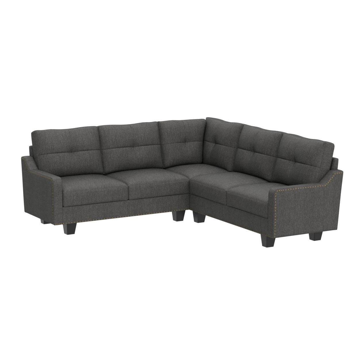 Convertible Sectional Sofa L Shaped Couch for Small Apartment Reversible Sectional Couches for Living Room,Dark Grey