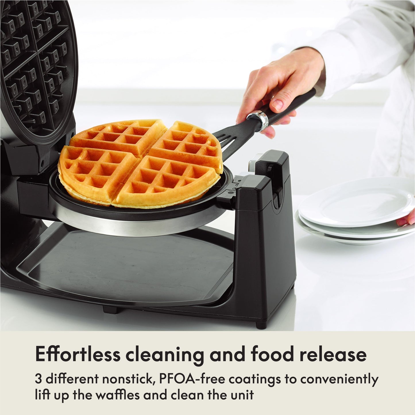 Classic Rotating Belgian Waffle Maker with Nonstick Plates, Removable Drip Tray, Adjustable Browning Control and Cool Touch Handles, Stainless Steel