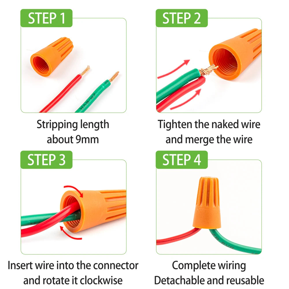 Twist Terminal Quick Wire Connector 50PCS Colorful Electrical Insulated Crimp